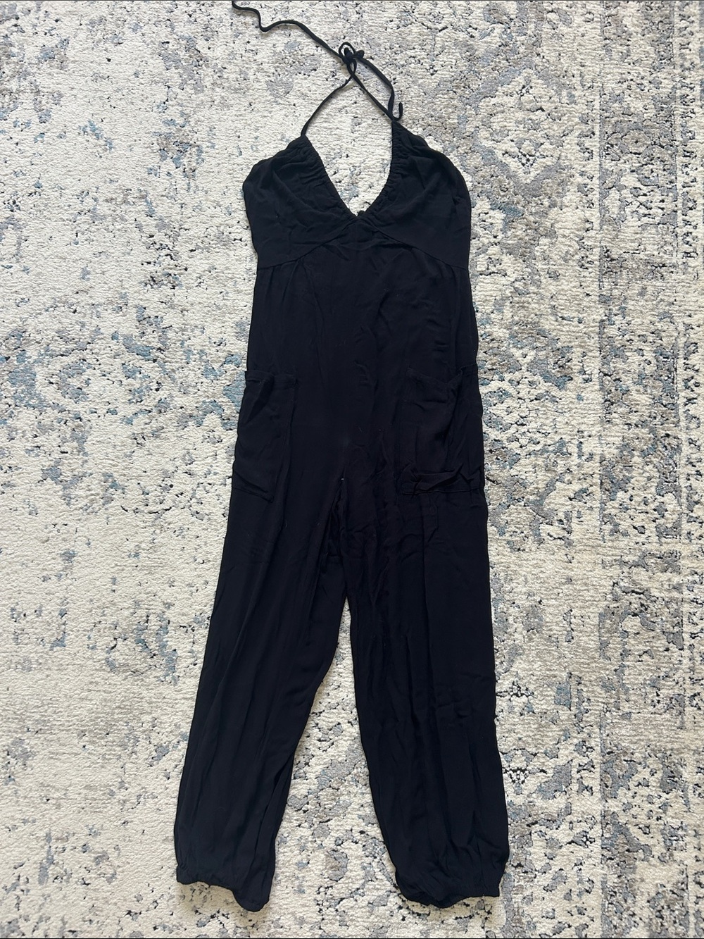 Women's Black Halter Utility Jumpsuit